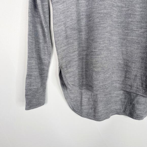 Madewell 2XS Heather Gray Mockneck Boxy Pullover Sweater Merino Wool Hi Low Hem - Picture 5 of 10